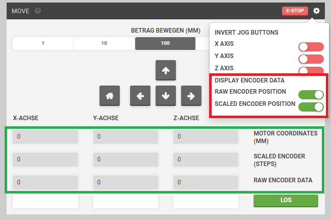 move settings encoder position display