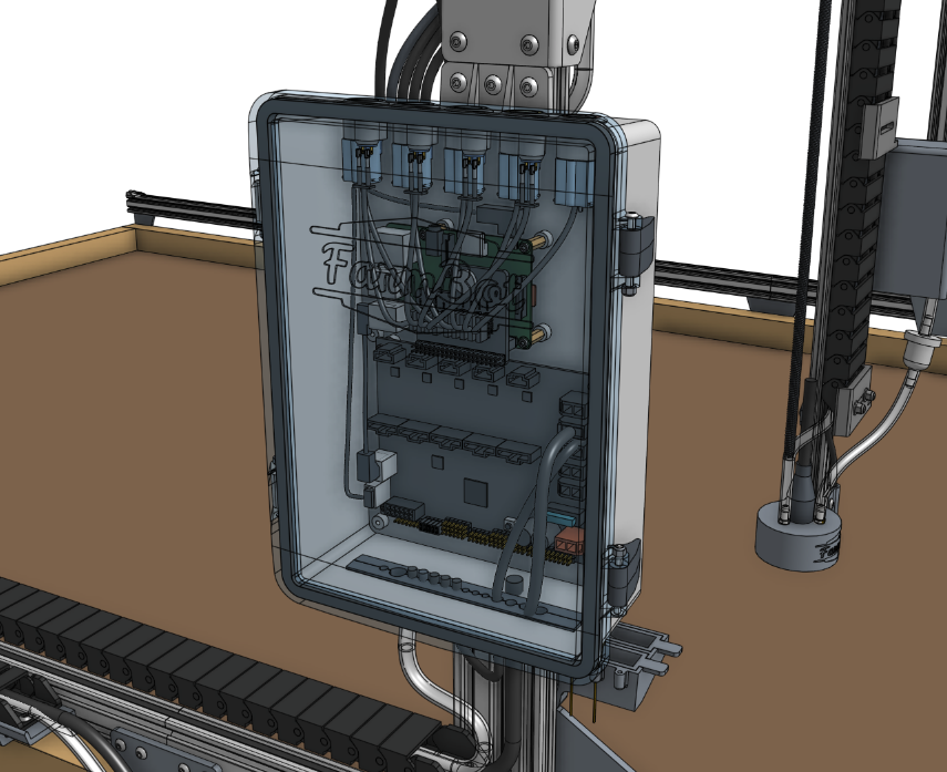 electronics box attached to gantry