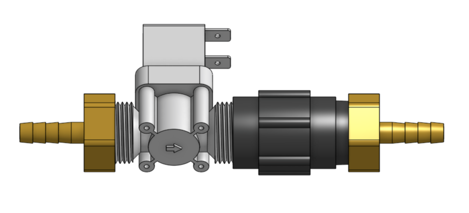 solenoid valve with pressure regulator and barb adapters