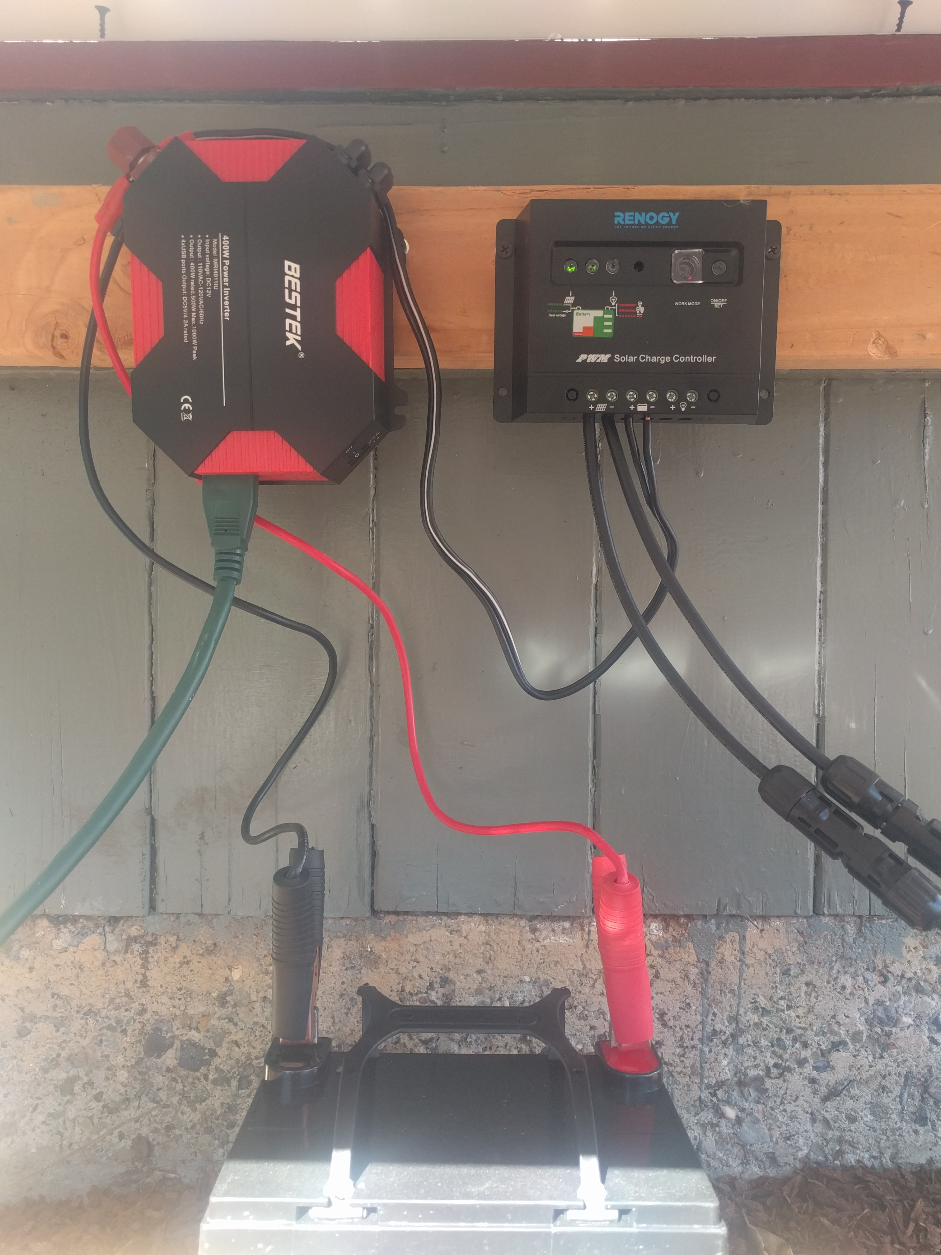 panel and charge controller wired to battery