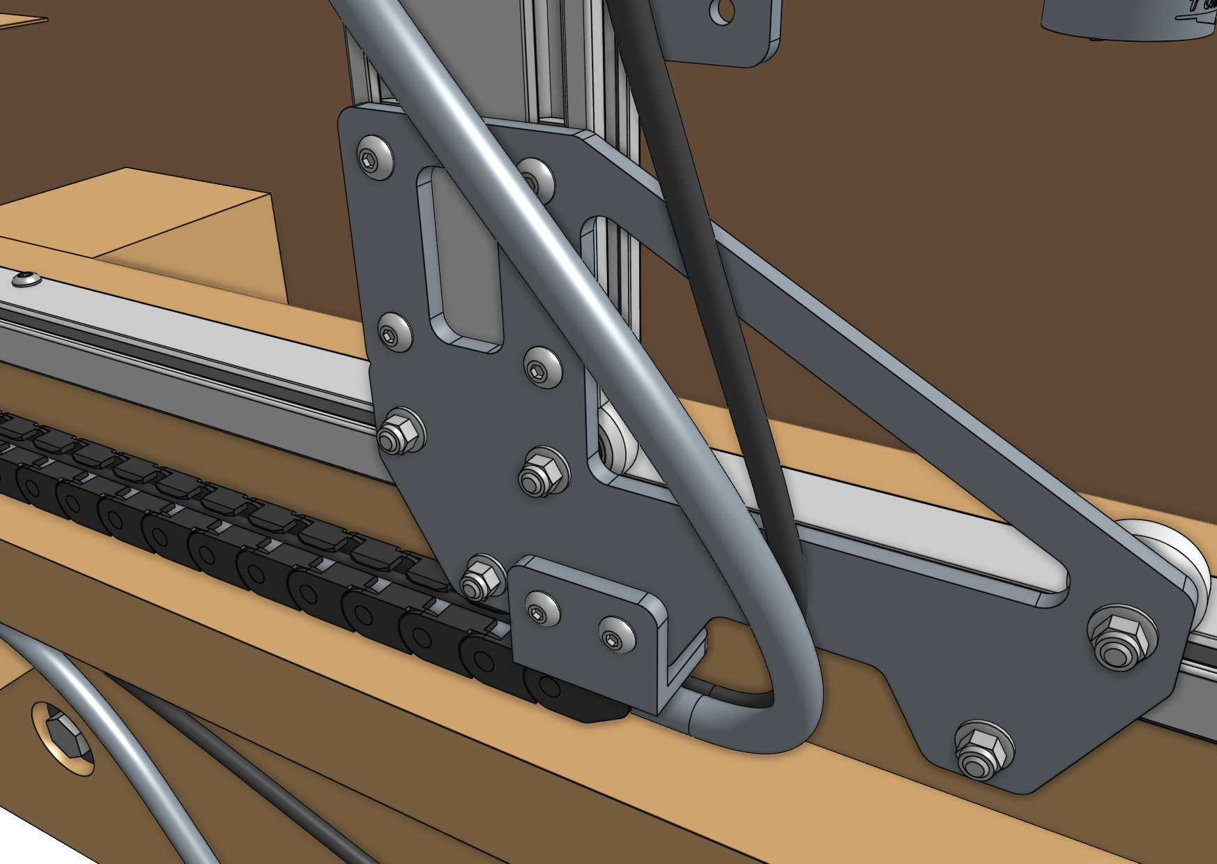Connect the x-axis cable carrier to the gantry