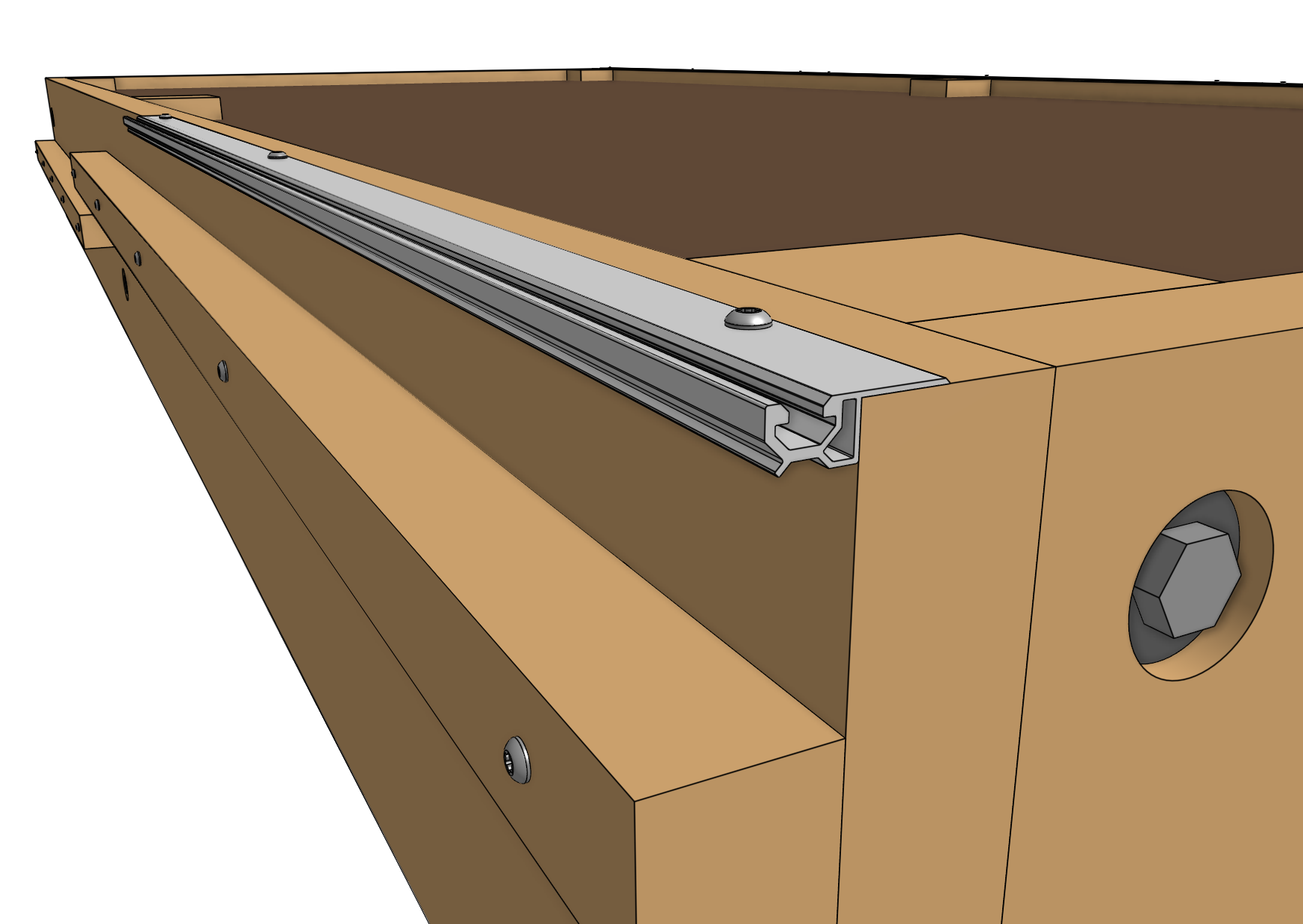 Mount the first track extrusion Mount the first track extrusion